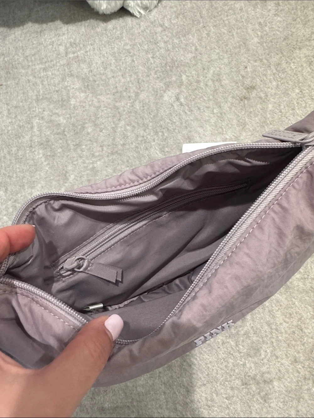 PINK Lavender Grey Crossbody Belt Bag with Coin Pouch